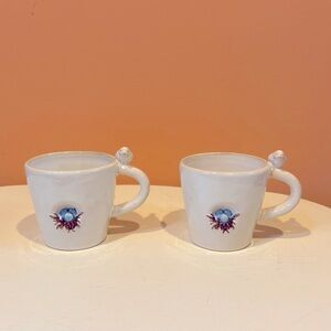 Pottery Barn Bird Nest Coffee Tea Cups Retired Pattern Set of 2